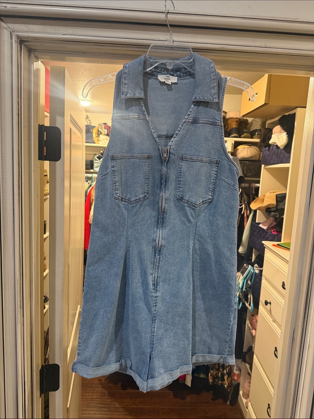 Etro Light Blue Denim Jean Shorts Romper